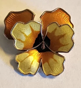 Vintage David Andersen Pansy Pin Brooch D-A Norway Enamel Sterling Silver 925S - Picture 1 of 13