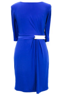 NUEVO Emma & Michele Hermoso Vestido Azul Hasta la Rodilla Cinturón Lateral Manga Cuarta Foto 1 de 2