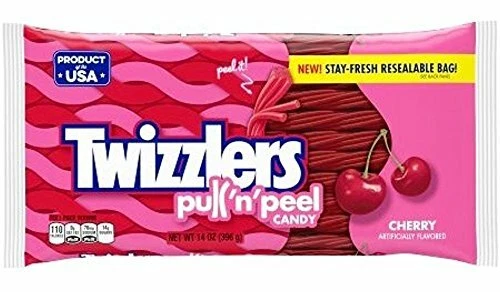 TWIZZLERS Cherry Pull N Peel Candy Chewy Licorice Candies Sweet 14oz