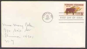 US. 1328. 5c. Hereford Steer & Corn, Nebraska Statehood, 100th Anniv. FDC. 1967 - Picture 1 of 1