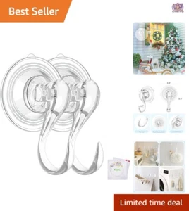 Clear Removable Suction Cup Hooks - Heavy Duty, Easy Install, Perfect for Home - Picture 1 of 11