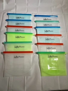 12 Pack 1 Quart Silicone Reusable Storage Bags With Slider Seal - Picture 1 of 10