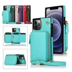 For Apple iPhone 12 Pro Max Mini Wallet Crossbody Shoulder PU Leather Case Cover - Zdjęcie 1 z 84