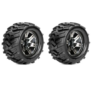 Roapex R/C Morph 1/10 Monster Truck Tires w/ Chrome Black Wheels 12mm Hex (2) - Picture 1 of 1