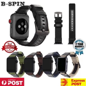 For Apple iWatch Band leather Nylon Sport Strap 38-49mm Series 11 10 9 8 7 6 SE - Picture 1 of 18