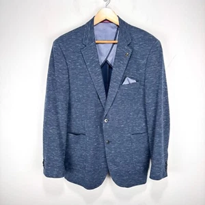 Johnston & Murphy Half Lined Blazer Sport Coat Men Medium Blue Cotton 2 Button - Picture 1 of 15