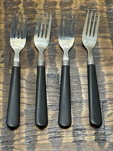 Menge 4 Edelstahl Essex schwarz Kunststoffgriff Salatgabeln 7 Zoll - Bild 1 von 6