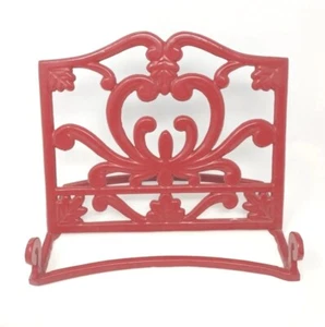 Red Enamel Cast Iron Metal Kitchen Cookbook Stand Retro 11" - Picture 1 of 8