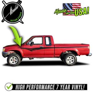 Retro Side Racing Stripes Graphics ForToyota Pickup SR5 Tacoma 89-97 1998 - Picture 1 of 11