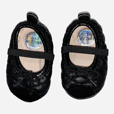 Stuart Weitzman Black Quilted Chippy Shoes Infant Girl Size 1  No Box - Image 1 of 4