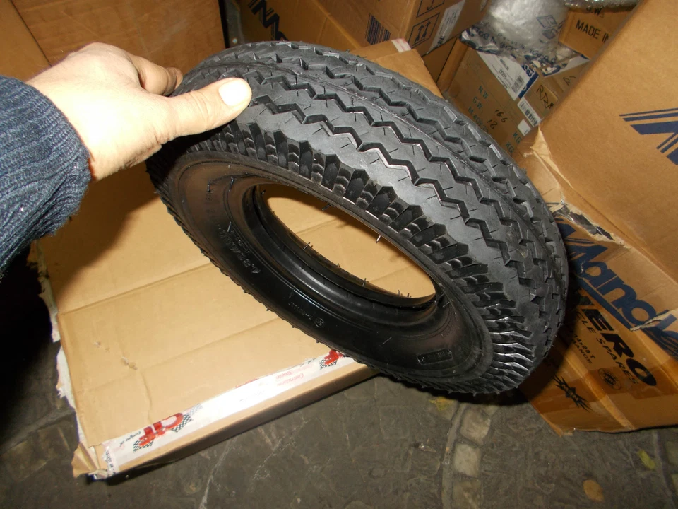 UNION-DEESTONE KIT 3 COPERTONI MISURA 4-00-8 +3 CAMERE D'ARIA PER MOTOCARRO PIAGGIO APE D'EPOCA