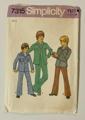 VINTAGE 1975, SIMPLICITY #7315 BOYS' SIZE 6 SHIRT-JACKET AND PANTS PATTERN  - Image 1 of 3