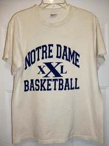 Vintage Nike Notre Dame Men's Basketball T-Shirt Size Large White Navy USA MADE - Bild 1 von 8