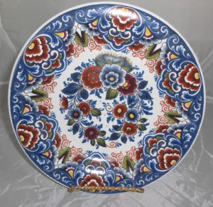 Oud Delft Polychrom WANDTELLER Holland 9 1/2" 423R floral blau rost Blumen - Bild 1 von 2