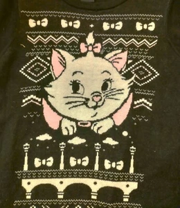 Disney Marie The Aristocats Black Knit Long Sleeve Pullover Sweater Size 4/3XL - Picture 1 of 5