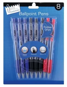 RETRACTABLE BALLPOINT PENS Blue Black Ball Point Biros School Office Writing - Picture 1 of 4