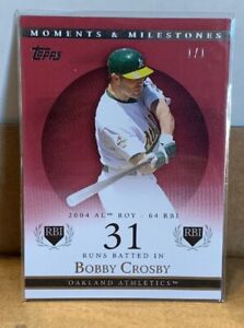 Bobby Crosby 2007 Topps Moments & Milestones 1/1 Rare ROY A’s Rookie Of The Year