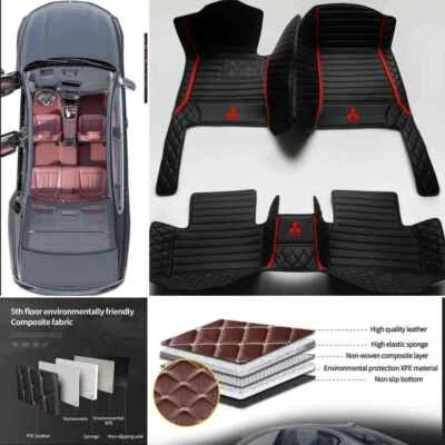 For Fit Mitsubishi Car Floor Mats All Weather Front & Rear Carpets Waterproof - Imagem 1 de 4