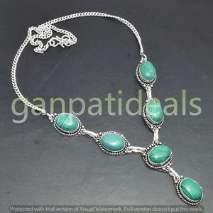 Vendita!! Collana Pietre Preziose Malachite Argento 925 Lotti Gioielli All'ingrosso - Foto 1 di 6