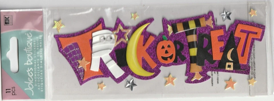Jolee's Boutique Trick or Treat Halloween 3d Dimensional Stickers Cute Glitter