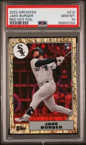 Jake Burger Rookie POP 1 2022 Archivos Red Hot Foil Serie #/50 #212 PSA 10 - Imagen 1 de 2