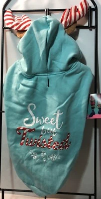 Large “Sweet But Twisted” Candy Cane Rein Dog Hoodie - Image 1 of 2