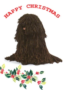 UNGARISCHER PULI EINZELNER HUND DRUCK WEIHNACHTSKARTE - Bild 1 von 1