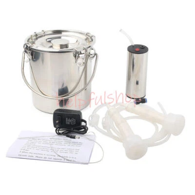 5L Automatic Vacuum Electric Milking Machine For Cow Stainless Steel Bucket Farm - image 1 of 3