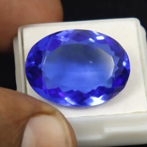 28.25 ct Natural Rare Lustrous Blue Tanzanite GIE Certified Cut Loose Gemstone - Picture 1 of 7
