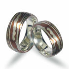 One Pair Mokume Megane Wedding Rings, Silver- Copper (Cel16)