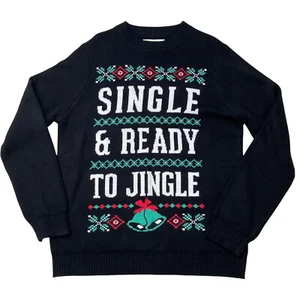 Suéter Tipsy Elves Para Hombres Feo Navidad Negro Único y Listo para Jingle Pullover - Imagen 1 de 6