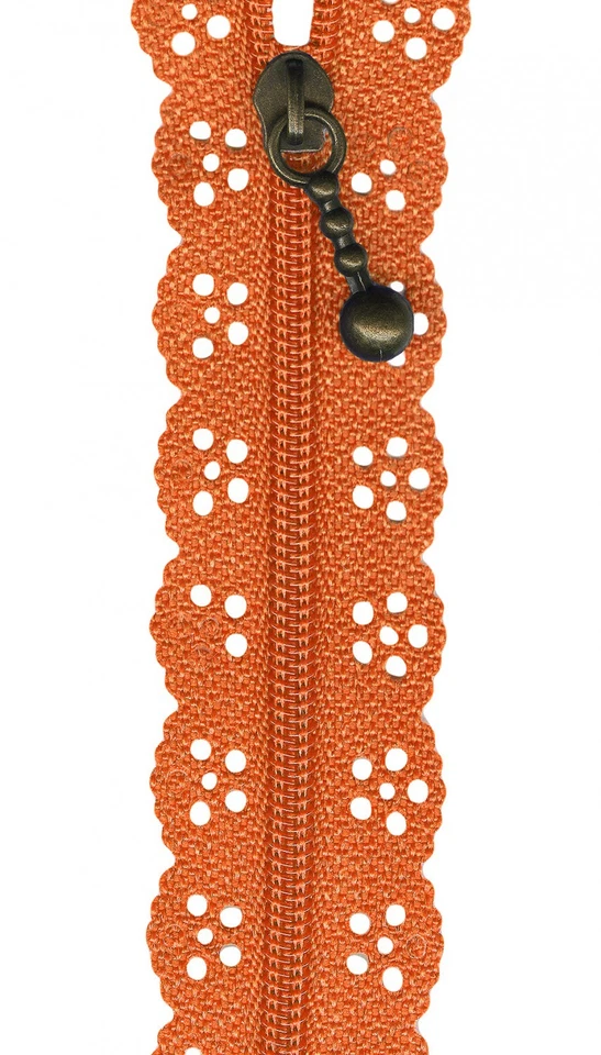 The LITTLE LACIE ZIPPER 8" Assorted Colors Decorative Cutwork Design - Image 1 of 1