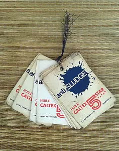 Ancienne étiquettes de vidange Caltex, déco de garage vintage années 50, old car - Imagen 1 de 1