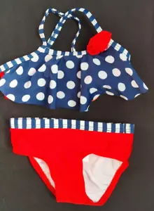 COSTUME DA BAGNO BAMBINA 6-9 MESI ROSSO, BIANCO, BLU 2 PEZZI - ABBIGLIAMENTO NUOVO - Foto 1 di 2