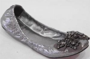 TORY BURCH AZALEA SCHWARZ KRISTALL SCHLEIFE SRUNCH FLACHE BALLERINA BALLERINAS 6,5 - Bild 1 von 1