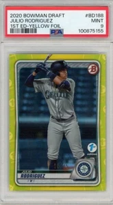 2020 Bowman Draft Julio Rodriguez #BD-188 1st Edition Yellow Foil RC PSA 9 - Picture 1 of 2