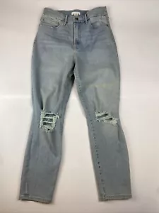 Good American Good Waist Crop High Rise Skinny Jeans Blue 635 Size 10/30 GWC075T - Picture 1 of 8
