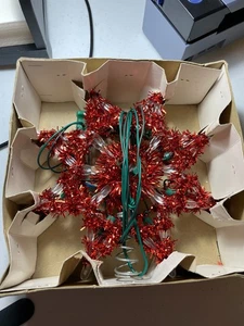 Vintage Bradford 10 Light Star Christmas Tree Topper Red Tinsel 8” MCM WORKS - Picture 1 of 5