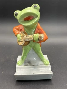 Vintage Whimsical Mcm Mij Goldcastle Green Frog Toothbrush Holder - Picture 1 of 6