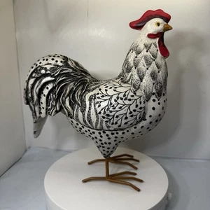 Weißer dekorativer Hahn 10" Statue Figur Wohndeko Bauernhaus Küche - Bild 1 von 7