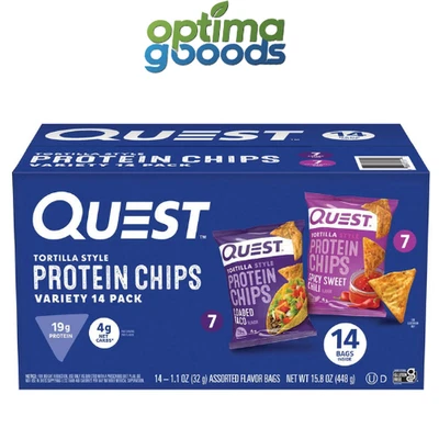 Quest Tortilla-Style Protein Chips Variety Pack, 19g Proteína, 14 unidades. Foto 1 de 4