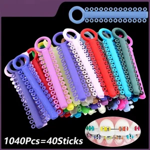 1040 Stck. Dental Kieferorthopädisch Elastische Blattschraube Krawatten Gummibänder O Ringe für Zahnspangen - Bild 1 von 14