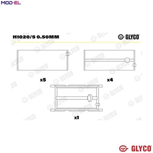 CRANKSHAFT BEARING H1020/5 0.50mm +0.5mm FOR F1CE0481A/F1CE0481B 3.0L 4cyl - Picture 1 of 9