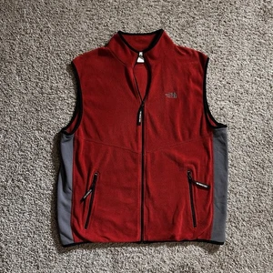 Vintage North Face Fleece Vest Mens XL Red Full Zip-Up Sleeveless Sweatshirt - Picture 1 of 4