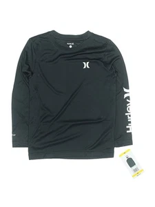 NWT Hurley Girls Black 3/4 Sleeve T-Shirt 10 - Picture 1 of 2