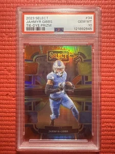 Panini Select 2023 - Concourse Jahmyr Gibbs #34 Tie-Dye Prizm/25 (RC) PSA 10 - Imagen 1 de 3
