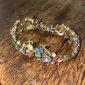 Vintage Hollycraft Pastel Filigree Bracelet *missing 6 Small Stones - Picture 1 of 9