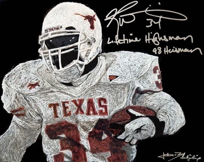 Ricky Williams Signed Framed ORIGINAL 16x20 Oil Painting 2x Inscription JSA 1/1 - Image 1 of 4