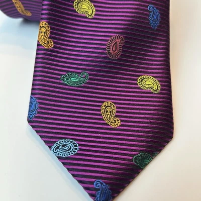 Corbata de seda XMI platino para hombre púrpura cachemira 100 % seda - 3 1/2 x 58 pulgadas Foto 1 de 4