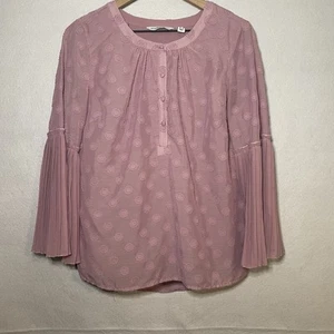 Isaac Mizrahi Live Sz 6 Purple pink Polka Dot Embroidered Shirt - Picture 1 of 4